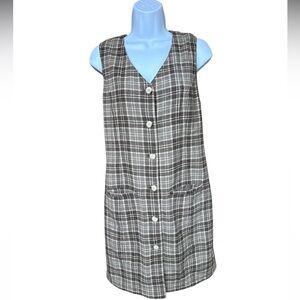 Vintage GAP Tan Wool Blend Sleeveless Plaid Dress Size 4